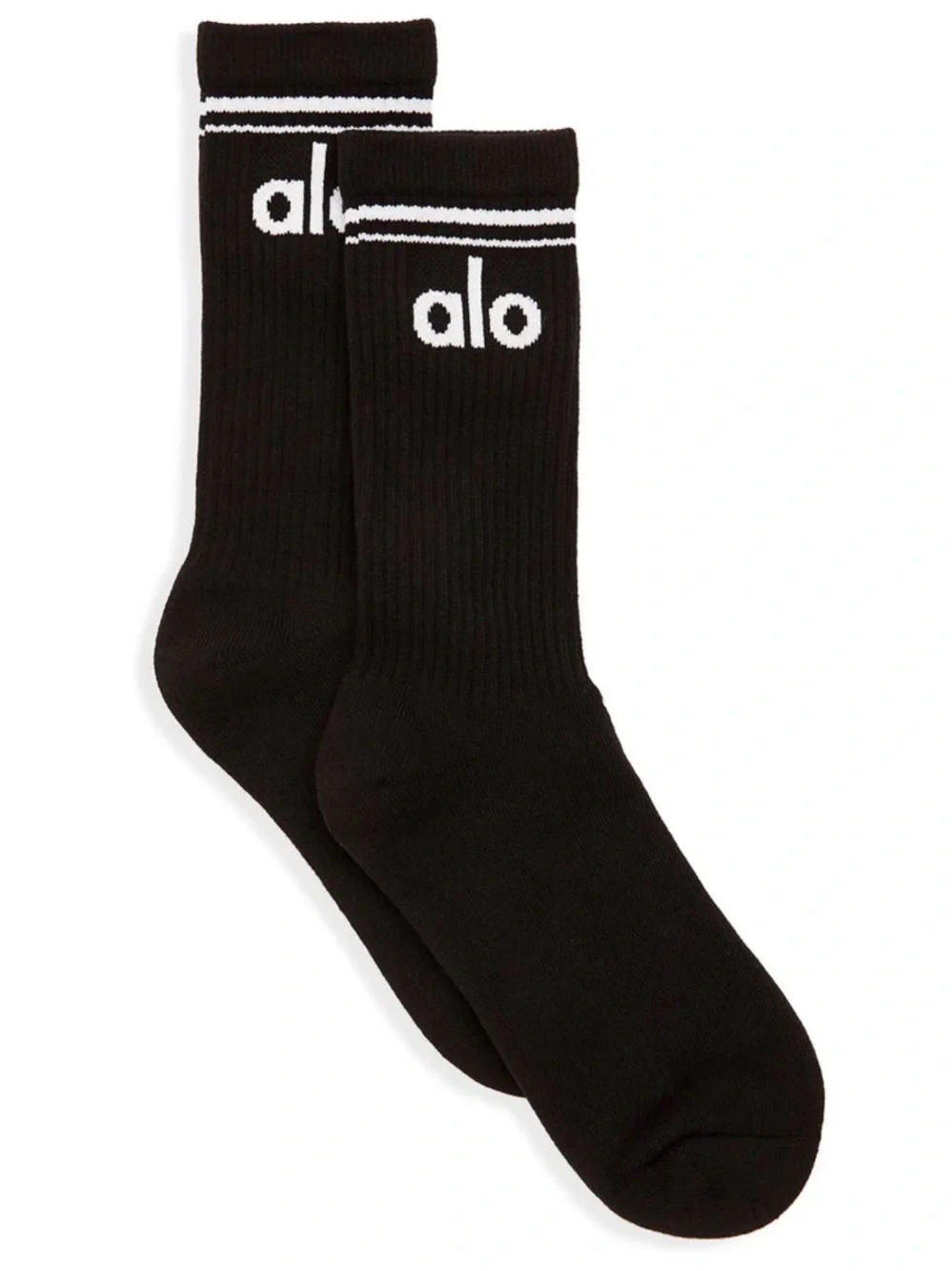 Brand New ALO Unisex Throwback Sock Classic Black White Stripes Comfy Cushioned